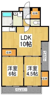 2LDKの間取り画像