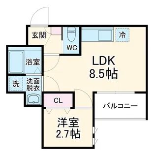 1LDKの間取り画像