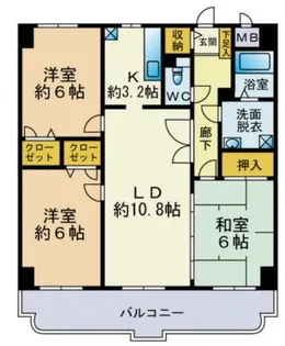 クレスティ空港前【8階】の間取り