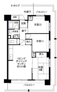 神奈川県横浜市中区山田町【マンション】の間取り