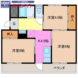 ヴィラナリー津 B棟【1階】の間取り