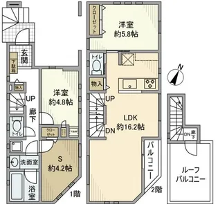東京都中野区野方2【一戸建】の間取り