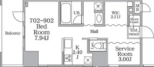 リフュ-ジュ・ハピネスタワ-【9階】の間取り