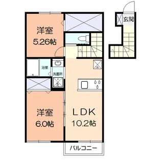 フォンターナふれあいの丘B【2階】の間取り