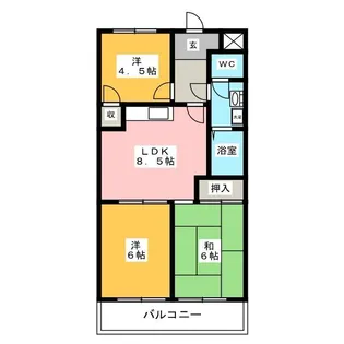 ロイヤルシティー松本【5階】の間取り