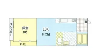 カーサスタジオーネ河原町【1階】の間取り