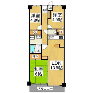 クローバーハイツ南花台【2階】の間取り