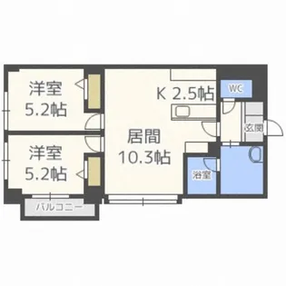 PRIME URBAN北3条通【5階】の間取り