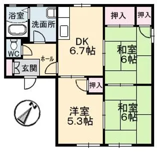 ディアス南幸 C棟【1階】の間取り