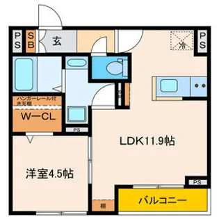 パセオプラシード連坊【1階】の間取り