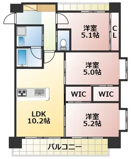 ヒルクレスト神水【3階】の間取り