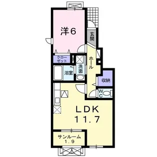 グレンジェルメB【1階】の間取り