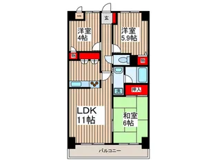 朝日パリオ狭山【4階】の間取り