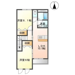 【角部屋】HERO北白土【2階】の間取り