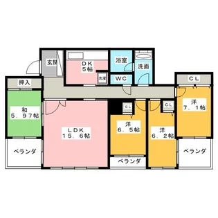 グランドコートB棟【1階】の間取り