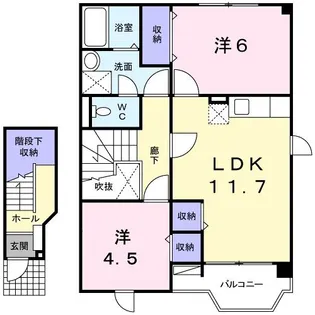広島県福山市新涯町6【アパート】の間取り