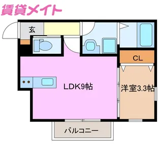 1LDKの間取り画像