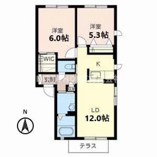 2LDKの間取り画像