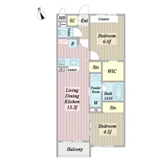 エールドゥヴィ【2階】の間取り