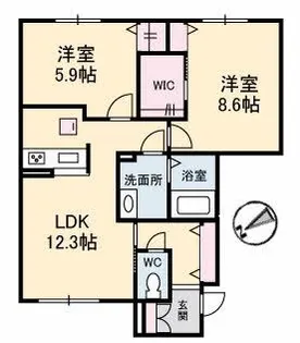 シャーメゾン華城【1階】の間取り
