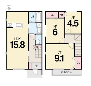 愛媛県新居浜市高津町【アパート】の間取り
