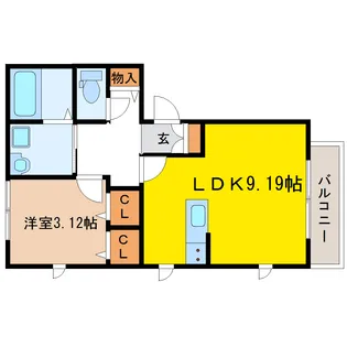 リブシェ上杉B【2階】の間取り