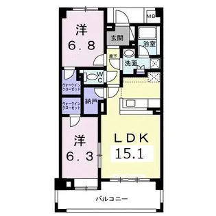 ノーブルフォレスタII【1階】の間取り