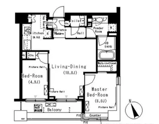 パークキューブ代々木富ヶ谷【6階】の間取り