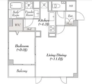 ミリアレジデンス高輪【1階】の間取り