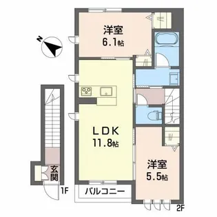 シャーメゾン富田町B【2階】の間取り