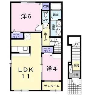 サンシャイン・ヤマトB【2階】の間取り