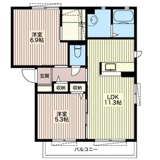 ヴァン・コリーヌII【1階】の間取り