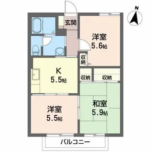 ラポールみやこB【2階】の間取り
