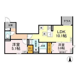 セレスティア上北沢【1階】の間取り