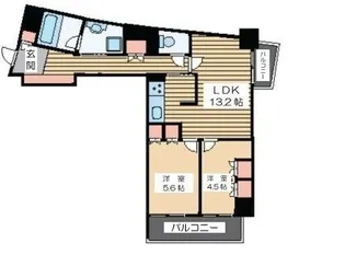 ラフィネ大崎(A)1【5階】の間取り