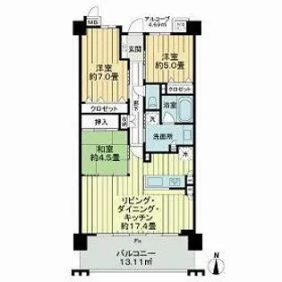 サーパス窪本町グランフォート【6階】の間取り