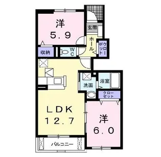 ハピネス フィールド II【1階】の間取り