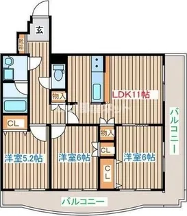ガーネットヒルズ広瀬町【3階】の間取り