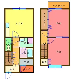 シャトーカスタムネイビーブルー A棟(5月末退去)の間取り