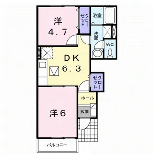 サニーPIAZZA【1階】の間取り