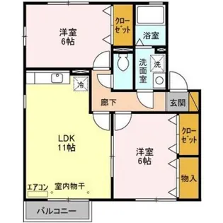 2LDKの間取り画像