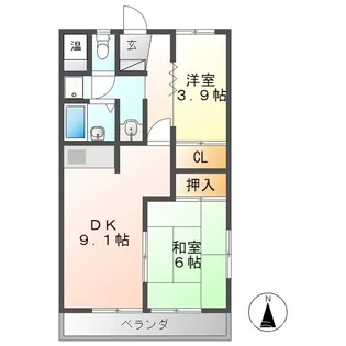 二番街田神【4階】の間取り