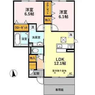 D-room中鶉【1階】の間取り