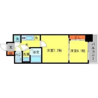 大阪府大阪市中央区瓦町2丁目【マンション】の間取り