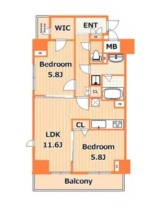 プラウドフラット鶴見I【7階】の間取り