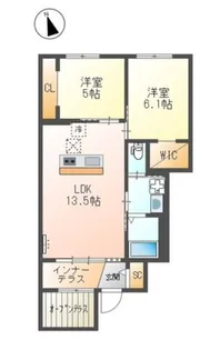 広島県福山市新涯町5【アパート】の間取り