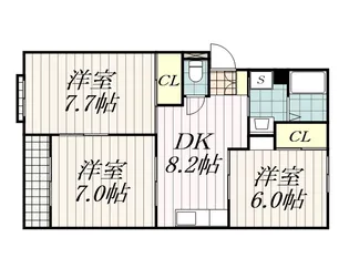 末広サンフレアB棟【2階】の間取り