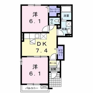 カントリー・ローズA【1階】の間取り