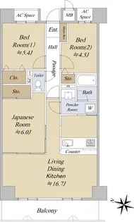 レールシティ白鳥【5階】の間取り