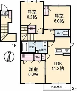シャーメゾン庭瀬【2階】の間取り